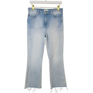 L'AGENCE Kendra High Rise Cropped Flare Jeans Light Wash Frayed Hem Size 28